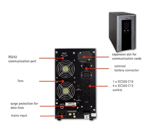 UPS AEG Protect C. 3000VA/ 2700W, Online, Tower ТЗИ, 5 / 12 min, LCD - image 1