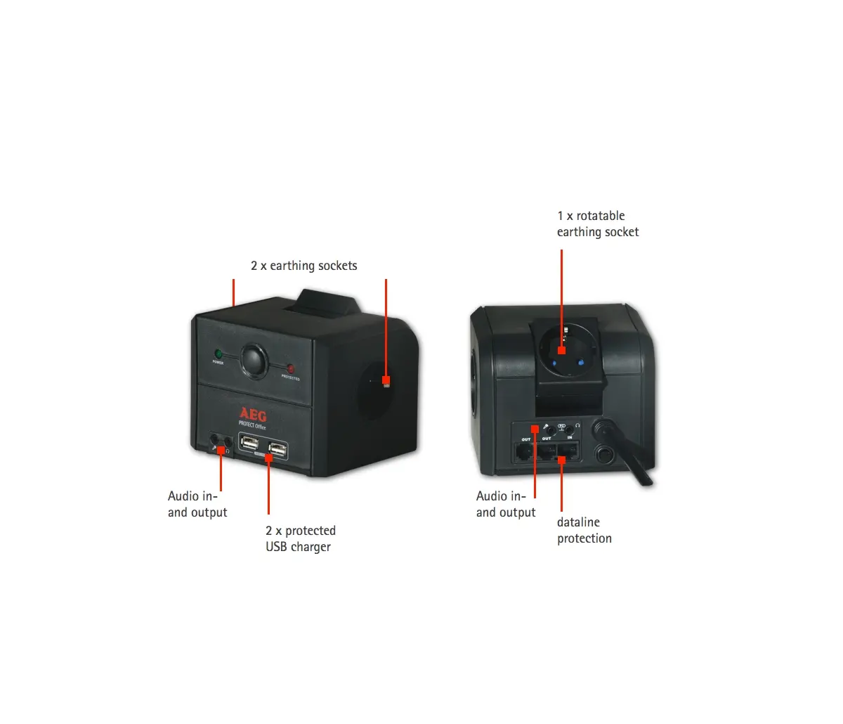 Prelungitor cu protecție AEG Protect Office, GE - image 2