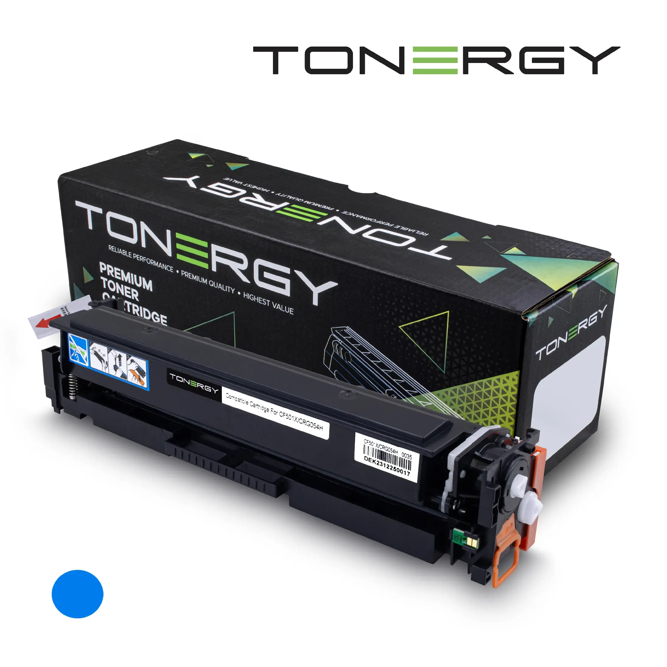 Тонер касета, Tonergy, Cyan, висок капацитет, 2.5K – съвместима с HP 202X CF501X и Canon CRG-054H