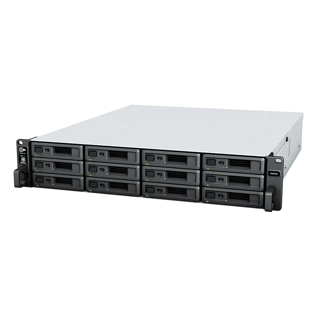 24-bay Synology NAS Server for Small and Medium Business( 12 bays on base, expandable to 24 with RX1223RP) , redundant PSU, 2U Rackmount RS2423RP+