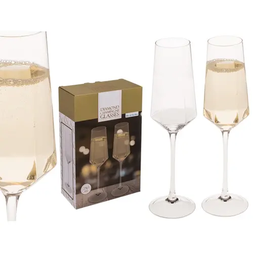 Pahar de șampanie Diamond, 250ml, 2 bucăți - 1