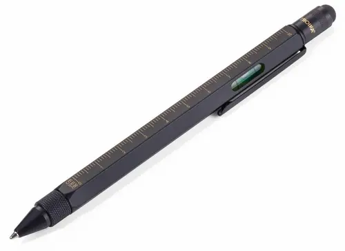 Многофункционална метална химикалка TROIKA CONSTRUCTION, черна цялостно