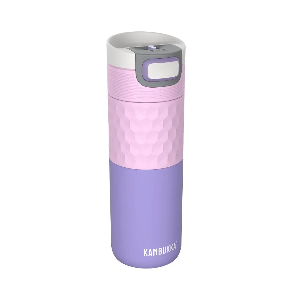 Cană termică din oțel inoxidabil Kambukka Etna Grip cu capac termic 3 în 1 Snapclean®, 500 ml, Pale Purple