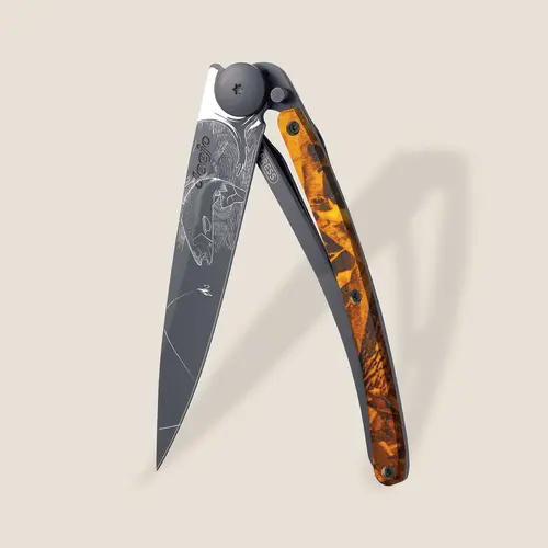 Briceag Deejo 37g, Camuflaj portocaliu / Păstrăv - 1
