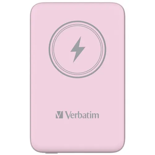 Външна батерия, Verbatim MCP-10PK Power Pack 10000 mAh with UBS-C PD 20W / Magnetic Wireless Charging 15W Pink