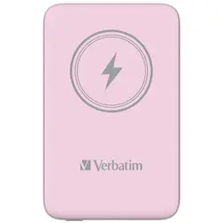 Външна батерия, Verbatim MCP-10PK Power Pack 10000 mAh with UBS-C PD 20W / Magnetic Wireless Charging 15W Pink