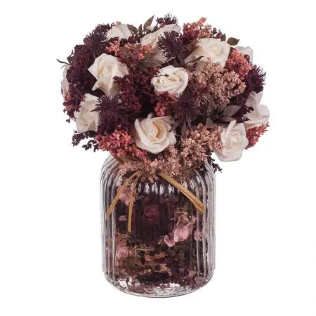 Аранжировка градински рози - бургунди