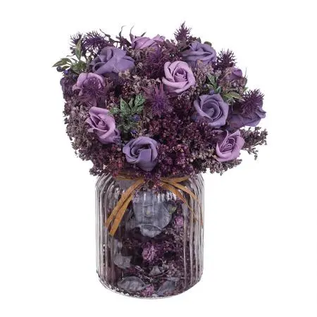 Аранжировка градински рози - лила