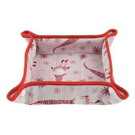 Coș de Crăciun cu spiriduș 31/31 cm