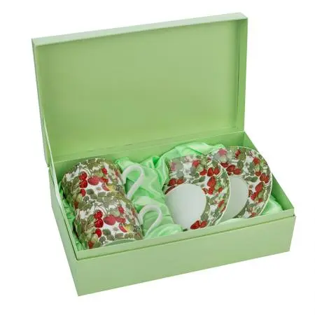 Порцеланов комплект за кафе 2 чаши + 2 чинийки Ягода - image 3