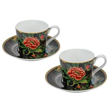 Set de porțelan pentru cafea 2 căni + 2 farfurioare Clasic - image 1