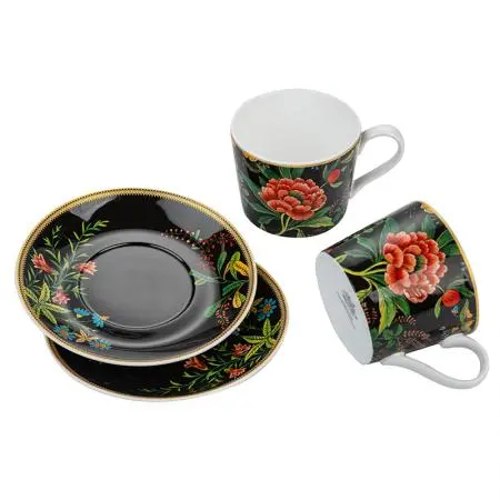 Порцеланов комплект за кафе 2 чаши + 2 чинийки Класик - image 2