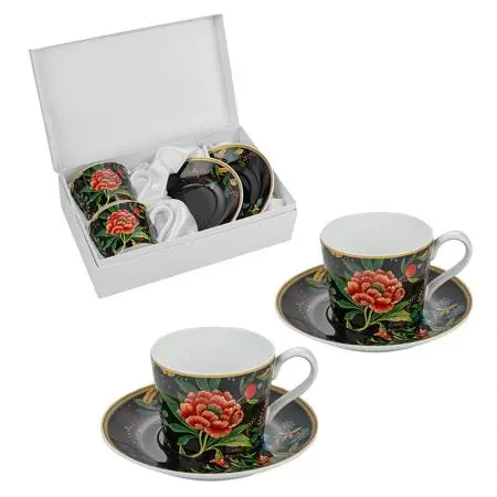 Порцеланов комплект за кафе 2 чаши + 2 чинийки Класик