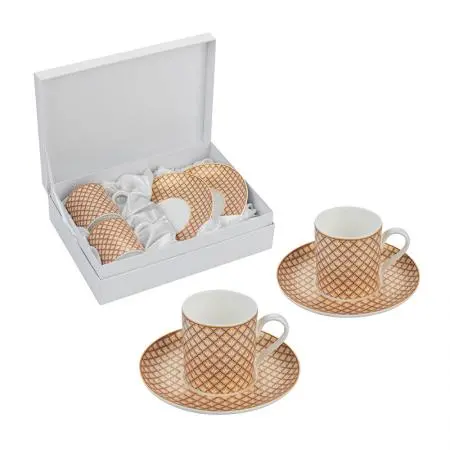 Порцеланов комплект за еспресо 2 чаши + 2 чинийки Лилия
