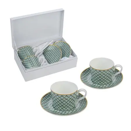 Set de porțelan pentru cafea 2 căni + 2 farfurioare Clasic - 1
