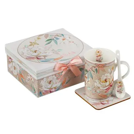 Божур сет чаша + лъжичка