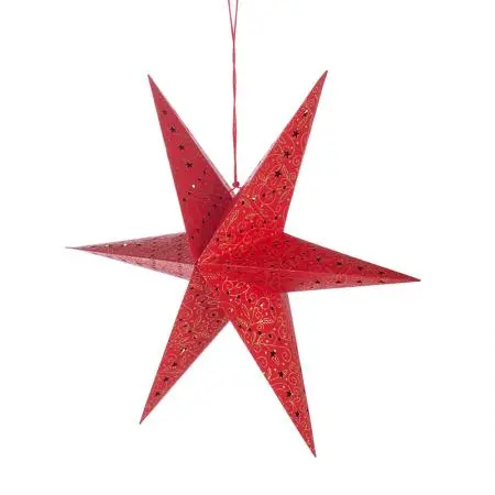 Коледна звезда абажур червен