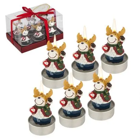 Коледни свещи  еленчета 6 бр. - image 1
