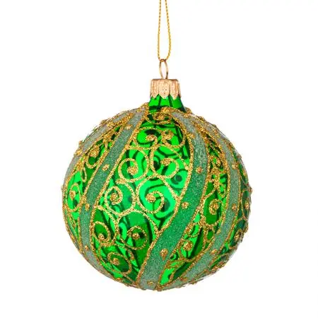 Glob de sticlă verde cu decor auriu