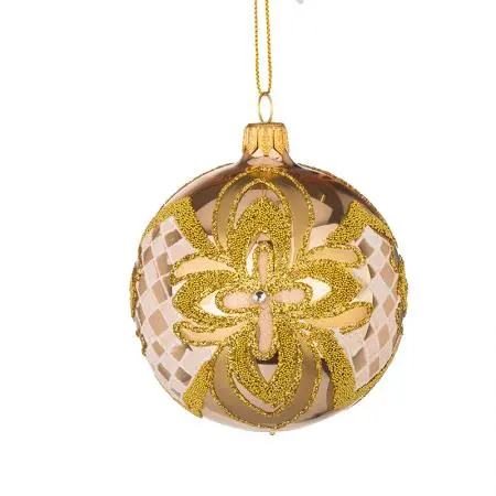 Glob de sticlă auriu cu ornamente
