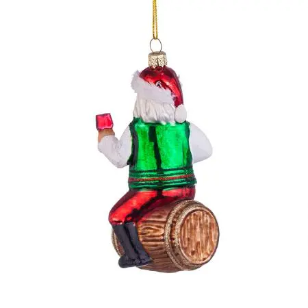 Стъклена играчка Дядо Коледа с буренце - image 3