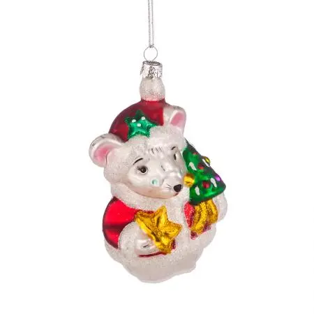 Стъклена играчка мишле с шапка - image 1