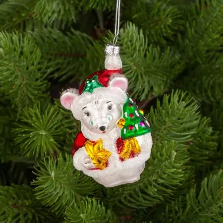 Стъклена играчка мишле с шапка - image 4