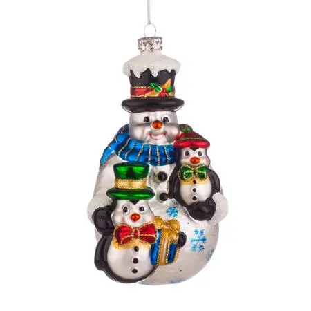 Jucărie din sticlă om de zăpadă cu pinguini