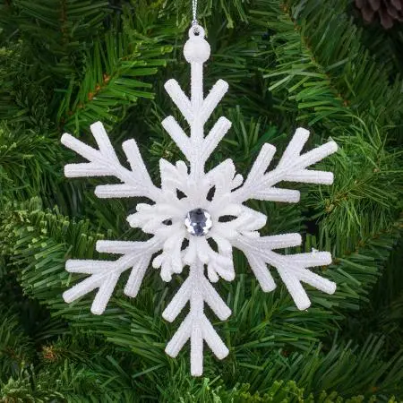 Играчка снежинка бяла - image 1