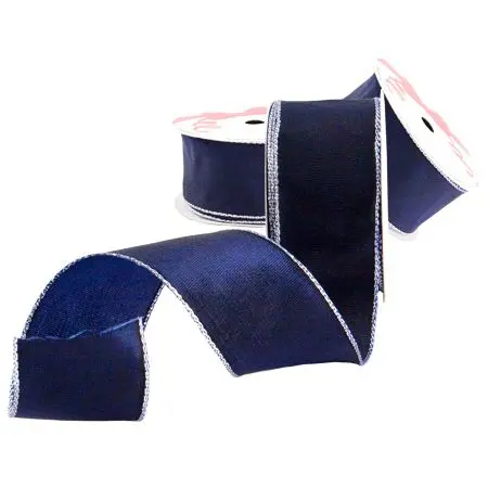 Panglică albastră cu margine argintie 38mm Panglică albastră cu margine argintie 38mm