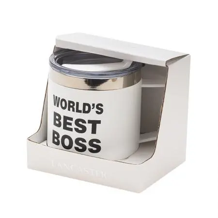 Cană termică WORLD'S BEST BOSS - albă - image 2