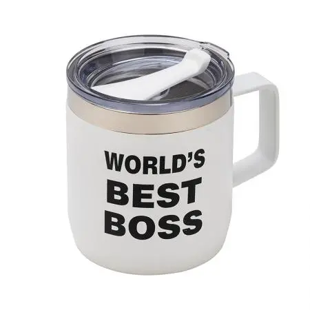 Термо чаша WORLD'S BEST BOSS - бяла