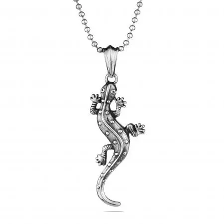 Ανδρικό μενταγιόν SILVER FLAME με σαύρα