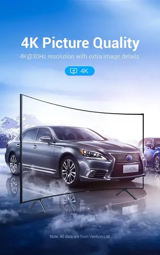 Vention кабел Cable DisplayPort to HDMI 3.0m - 4K, Gold Plated - HFOBI - image 4