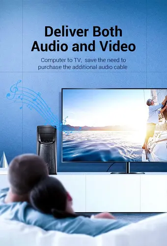 Vention кабел Cable DisplayPort to HDMI 3.0m - 4K, Gold Plated - HFOBI - image 6