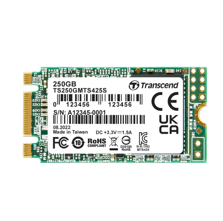Твърд диск, Transcend 250GB, M.2 2242 SSD, SATA3 B+M Key, TLC