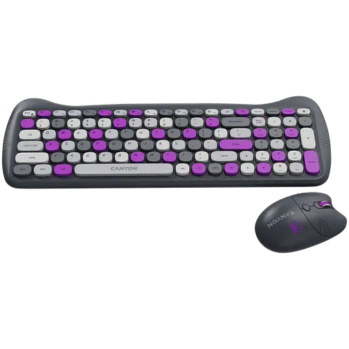 CANYON HSET-W6 EN Keyboard+Mouse Kitty Edition AAA+АА Wireless Violet - image 1