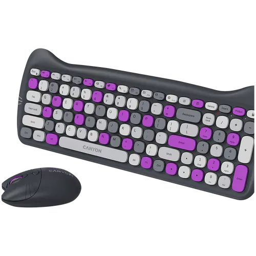 CANYON HSET-W6 EN Keyboard+Mouse Kitty Edition AAA+АА Wireless Violet - image 2