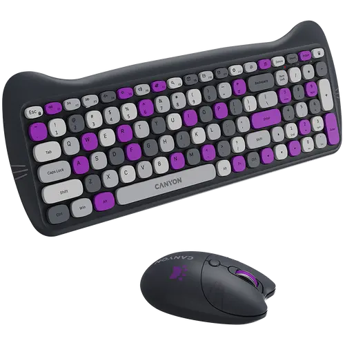 CANYON HSET-W6 EN Keyboard+Mouse Kitty Edition AAA+АА Wireless Violet - image 3