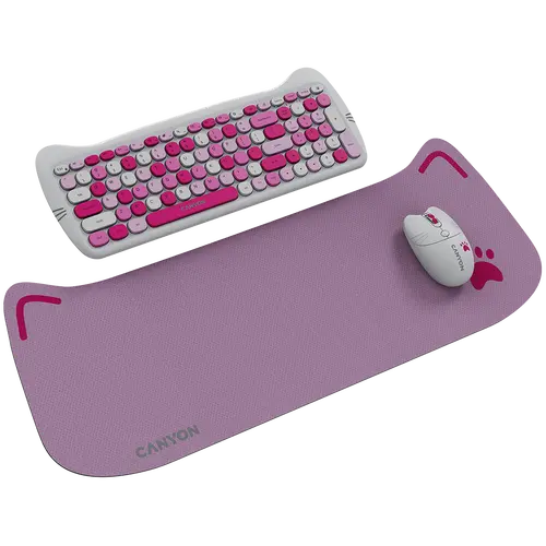 CANYON HSET-W6 EN Keyboard+Mouse Kitty Edition AAA+АА Wireless Pink - image 1