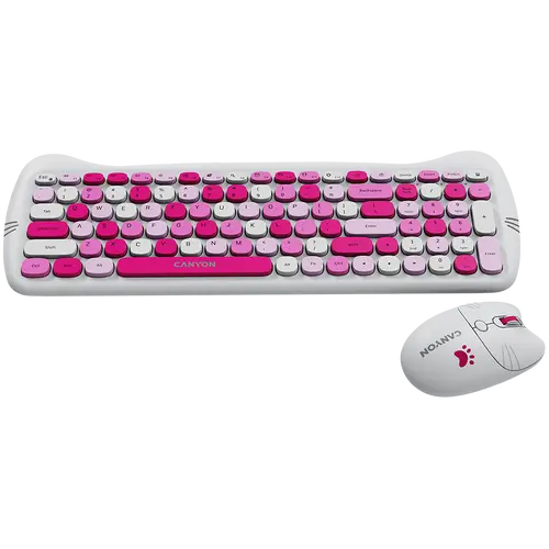 CANYON HSET-W6 EN Keyboard+Mouse Kitty Edition AAA+АА Wireless Pink - image 2