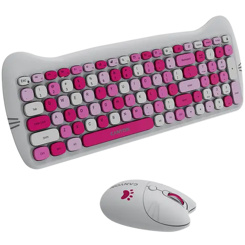 CANYON HSET-W6 EN Keyboard+Mouse Kitty Edition AAA+АА Wireless Pink - image 3