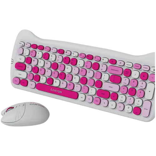 CANYON HSET-W6 EN Keyboard+Mouse Kitty Edition AAA+АА Wireless Pink - image 4