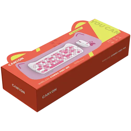CANYON HSET-W6 EN Keyboard+Mouse Kitty Edition AAA+АА Wireless Pink - image 5