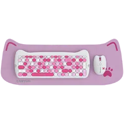 CANYON HSET-W6 EN Keyboard+Mouse Kitty Edition AAA+АА Wireless Pink