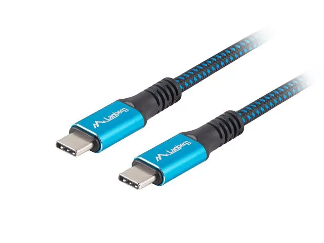 Кабел, Lanberg USB-C(M) -> USB-C (M) 4.0 cable 0.5m 100W 8K 30Hz Black-Blue