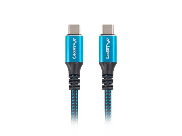 Кабел, Lanberg USB-C(M) -> USB-C (M) 4.0 cable 0.5m 100W 8K 30Hz Black-Blue - image 3