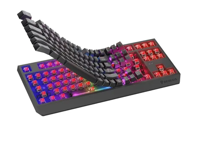 Клавиатура, Genesis Gaming Keyboard Thor 230 TKL Wireless US Black RGB Mechanical Outemu Red - image 1