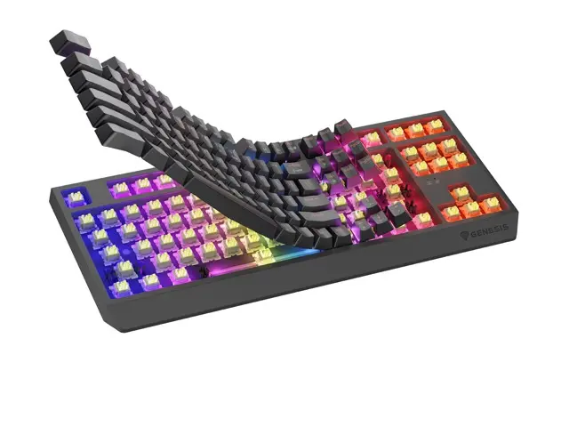 Клавиатура, Genesis Gaming Keyboard Thor 230 TKL Wireless US Black RGB Mechanical Outemu Silent Lemon - image 4