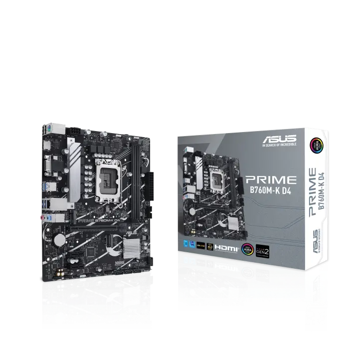 ASUS PRIME B760M-K D4 LGA1700 microATX MB 2xDDR4 4xSATA 2xM.2 1xD-Sub 1xHDMI 2.0